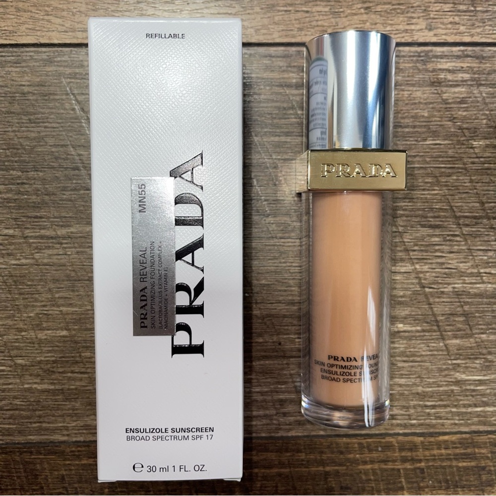 Prada  Reveal Skin Optimizing Foundation with sunscreen.